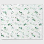 Verse Foliage Botanische Patroon Waterverf Bruilof Cadeaupapier (Vlak)