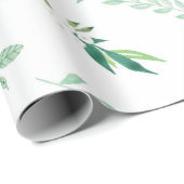 Verse Foliage Botanische Patroon Waterverf Bruilof Cadeaupapier (Rol Hoek)