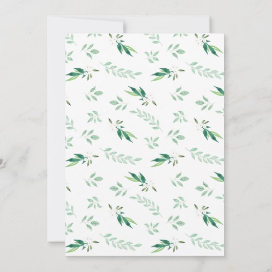 Verse Foliage Botanische Waterverf Diamond Bruilof Kaart (Achterkant)