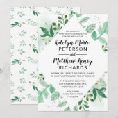 Verse Foliage Botanische Waterverf Diamond Bruilof Kaart (Voorkant / Achterkant)