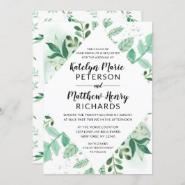 Verse Foliage Botanische Waterverf Diamond Bruilof Kaart