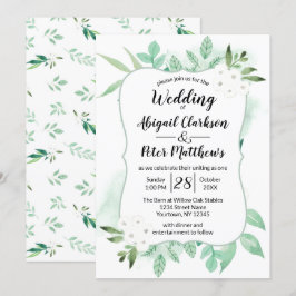 Verse Foliage Botanische Waterverf Planten Bruilof Kaart