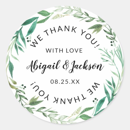 Verse Foliage bruiloft dank u met liefde gunst Ronde Sticker (Voorkant)