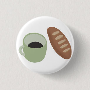 Verse Frans Baguette En Koffiekop Cadeau Ronde Button 3,2 Cm