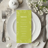 Verse fris limoengroen getekend bloemmotief bruilo menu