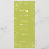 Verse fris limoengroen getekend bloemmotief bruilo menu (Voorkant)