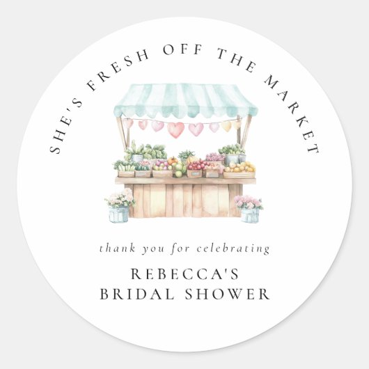 Verse Fris op de Markt Boerenmarkt Bruidsdouche  Ronde Sticker (Voorkant)