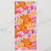 Verse fris roze en oranje bloemige bruiloft menu (Achterkant)