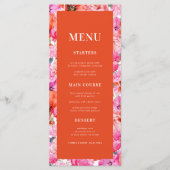Verse fris roze rode klaproos bloem bruiloft menu (Voorkant)