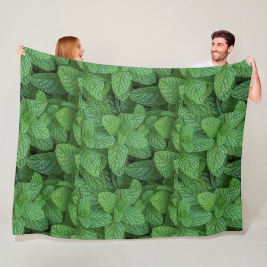 Verse frisse groene muntblaadjes botanische fleece deken (In situ)