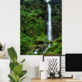 Verse frisse groene natuurlijke waterval poster (Thuiskantoor)