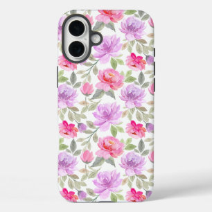 Verse Frisse Lente Sfeer: Roze en Paarse Bloemende iPhone 16 Plus Hoesje