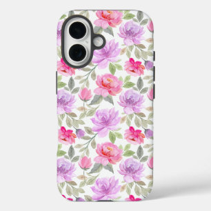 Verse Frisse Lente Sfeer: Roze en Paarse Bloemende iPhone 16 Hoesje