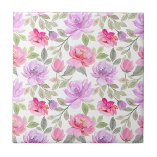 Verse Frisse Lente Sfeer: Roze en Paarse Bloemende Tegeltje
