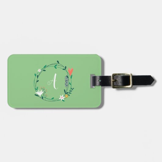 Verse Frühlingsbloemenguirlande Gepersonaliseerd Bagagelabel (Voorkant horizontaal)