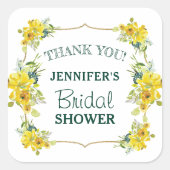Verse Frühlingsgele Bloemige Bruiloftsdank Je Vierkante Sticker (Voorkant)