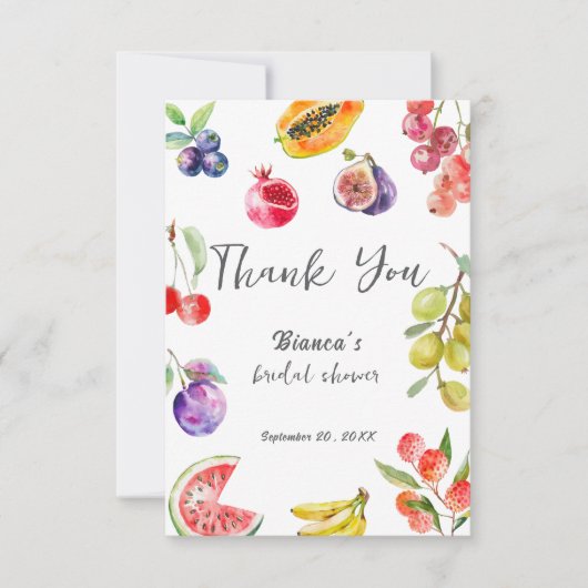 Verse Fruit Van De Markt Bruidsfeest Verwelkoming Bedankkaart (Voorkant)