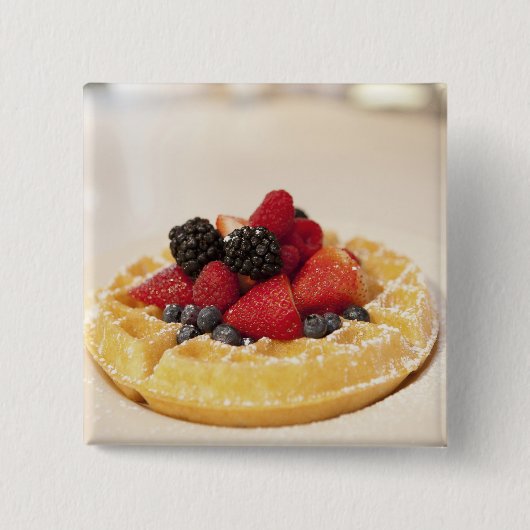 Verse fruitwafel vierkante button 5,1 cm (Voorkant)