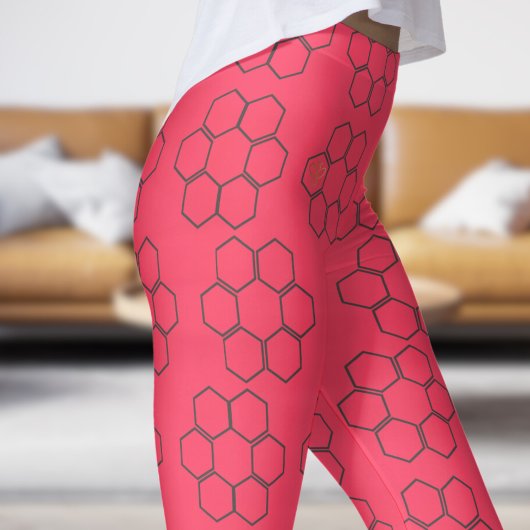 Verse Fuchsia rode honingbijenkorf patroon Leggings