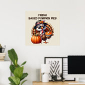 Verse gebakken pompoentaarten verkopers poster (Thuiskantoor)