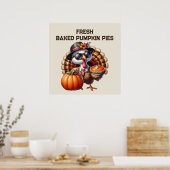 Verse gebakken pompoentaarten verkopers poster (Keuken)