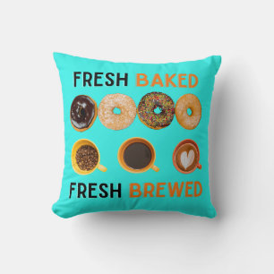Verse Gebakken Verse Gebrouwen Donuts en Koffie Kussen
