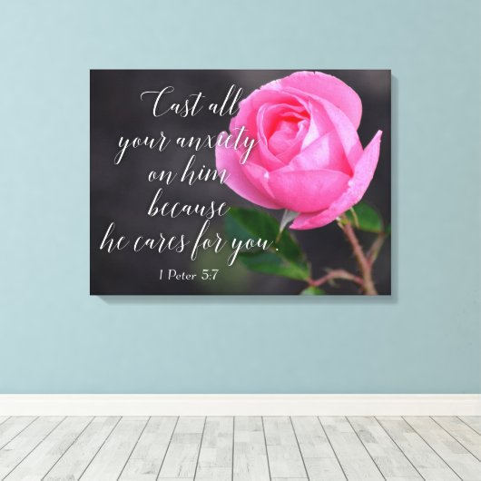 Verse gebeden met al je angstgevoelens Christelijk Canvas Afdruk (Insitu (Houten vloer))