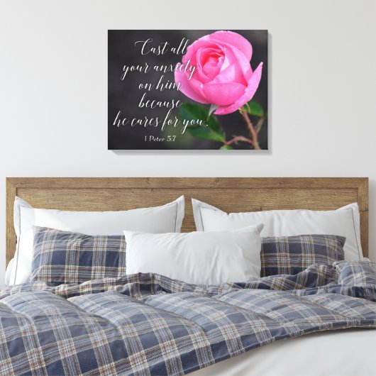 Verse gebeden met al je angstgevoelens Christelijk Canvas Afdruk (Insitu (Slaapkamer))