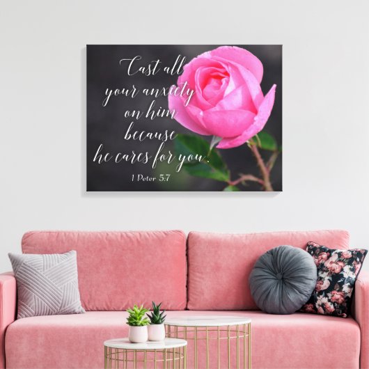 Verse gebeden met al je angstgevoelens Christelijk Canvas Afdruk (Insitu (Woonkamer))