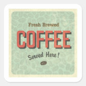 Verse gebrouwkoffie hier vierkante sticker (Voorkant)