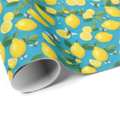 Verse Gele Citroenen En Droeve Bijen Turquoise Bla Cadeaupapier (Rol Hoek)