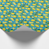 Verse gele citroenen en drukke bijen turquoise bla cadeaupapier (Hoek)