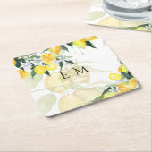 Verse Gele Citroenen Trouwfeest Kartonnen Onderzetters (Schuin)
