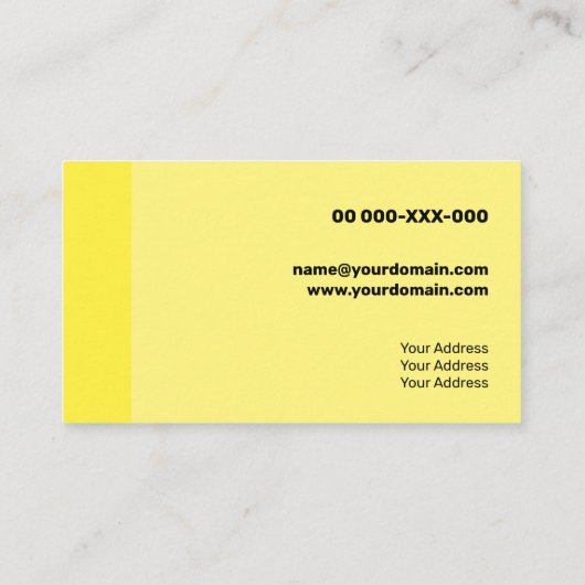 Verse gele hedendaagse transparantie visitekaartje (Achterkant)