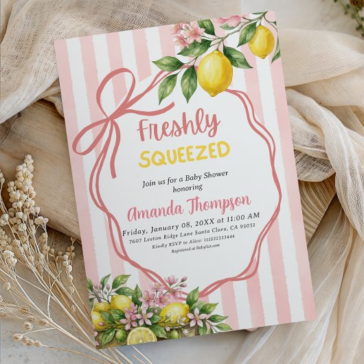 Verse Geperste Limonade Roze Strik Baby Borrel Kaart