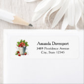 Verse geplukte aardbeien in een emmer adres etiket (Insitu)