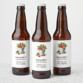 Verse geplukte aardbeien in een emmer bier etiket (Flessen)
