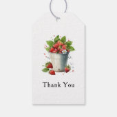 Verse geplukte aardbeien in een emmer - Dank u Cadeaulabel (Achterkant)