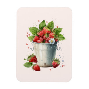 Verse geplukte aardbeien in een emmer magneet