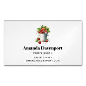 Verse geplukte aardbeien in een emmer magnetisch visitekaartje (Voorkant)