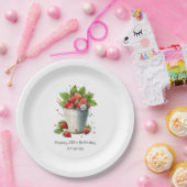 Verse geplukte aardbeien in een emmer Verjaardag Papieren Bordje (Feest)