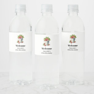 Verse geplukte aardbeien in een emmer Verjaardag Waterfles Etiket