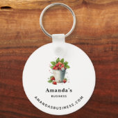 Verse geplukte aardbeien in een emmer - Zakelijk Sleutelhanger (Voorkant)