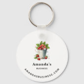 Verse geplukte aardbeien in een emmer - Zakelijk Sleutelhanger (Achterkant)