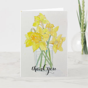 Verse geplukte narcissen lente geel waterverf bedankkaart