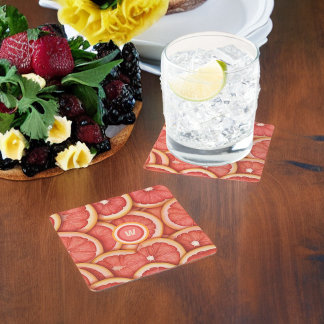 Verse geplukte roze grapefruit monogram Initiaal Kartonnen Onderzetters