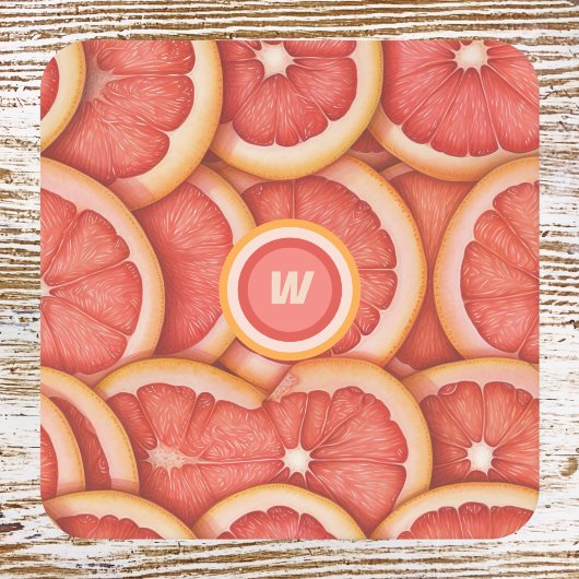 Verse geplukte roze grapefruit monogram Initiaal Kartonnen Onderzetters