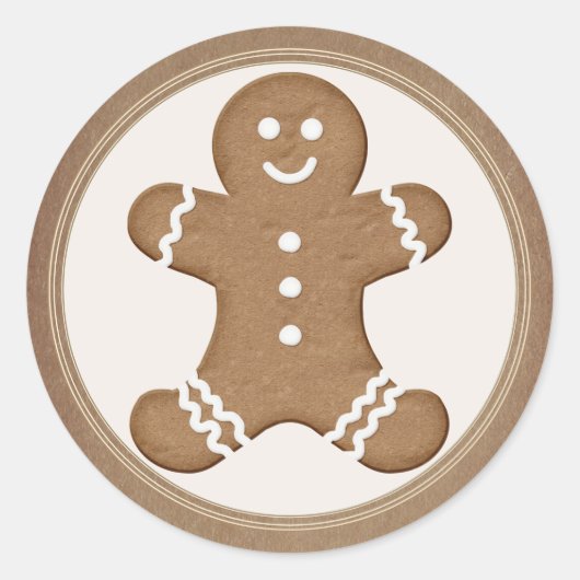 Verse Gingerbread Man Cookie Kraft Envelope Seal Ronde Sticker (Voorkant)