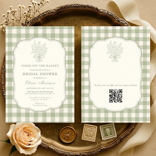 Verse Gingham QR-code van de Markt Kaart