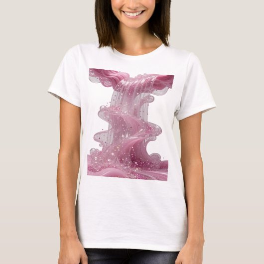Verse glanzend ROZE GLITTER WATERVAL Draagbare Kun T-shirt (Voorkant)